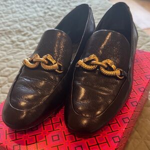 Tory Burch Black Loafers with Gold Accent
